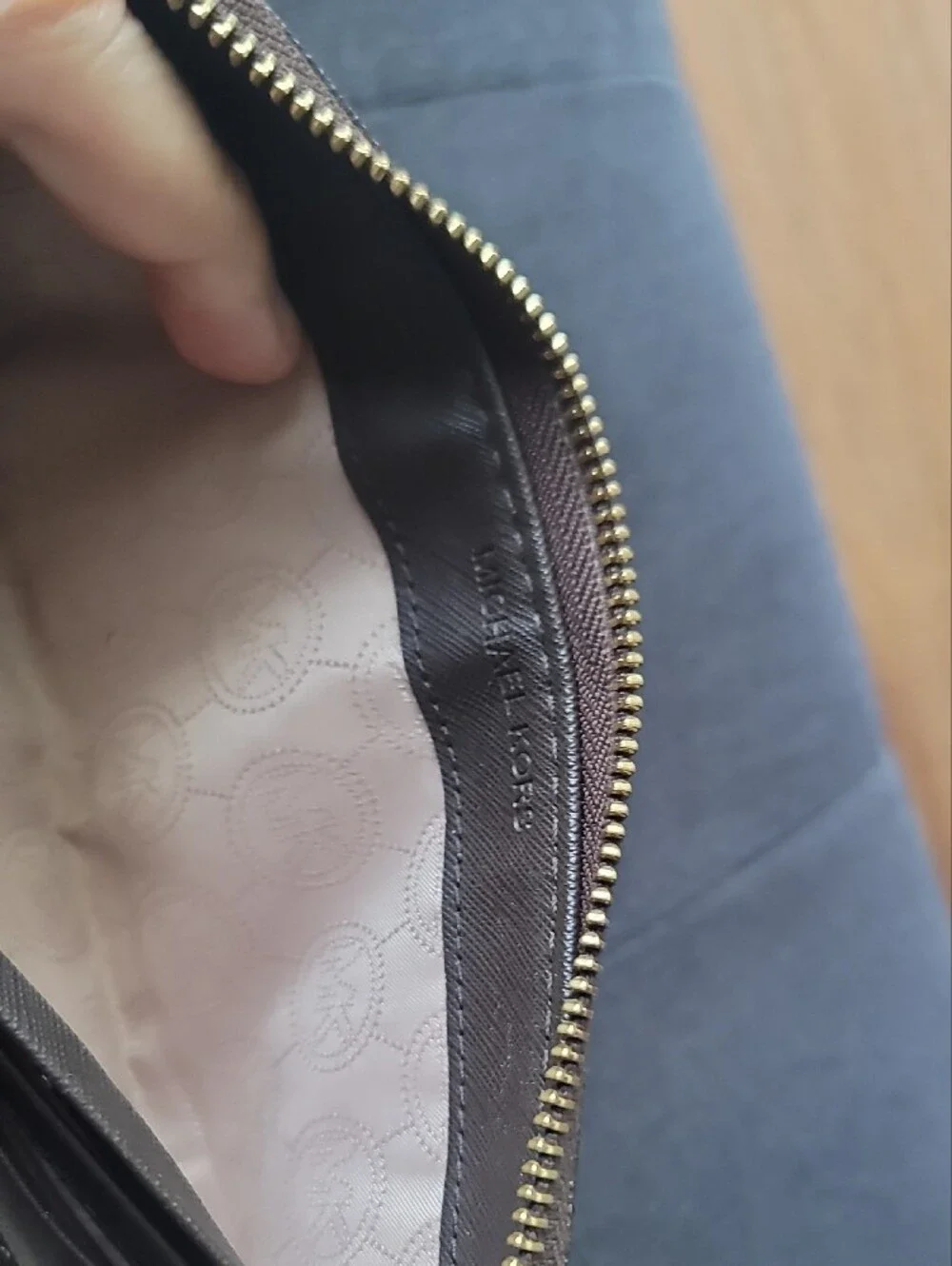 Michael Kors Black Logo Zip-Around Wallet with Gold Plaque